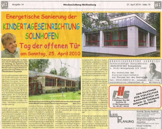 Energetische Sanierung Kindergarten Solnhofen
